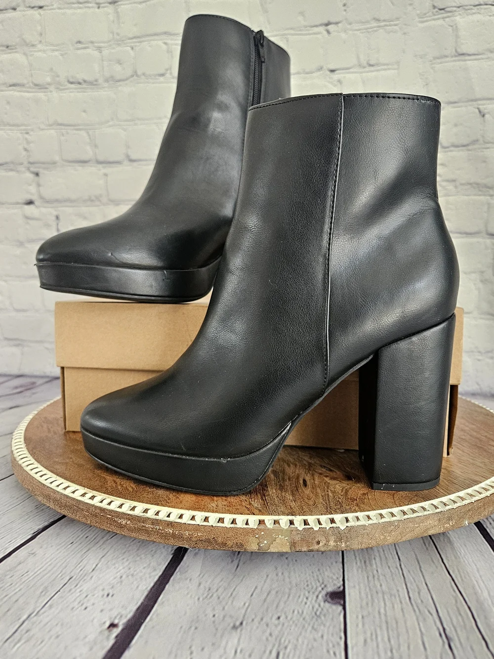 Steve Madden Black Platform Block Heel Ankle Boots